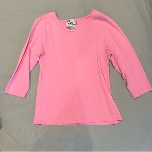 Vintage Lilly Pulitzer Tee Pink Boat Neck 3/4 Sleeves Top